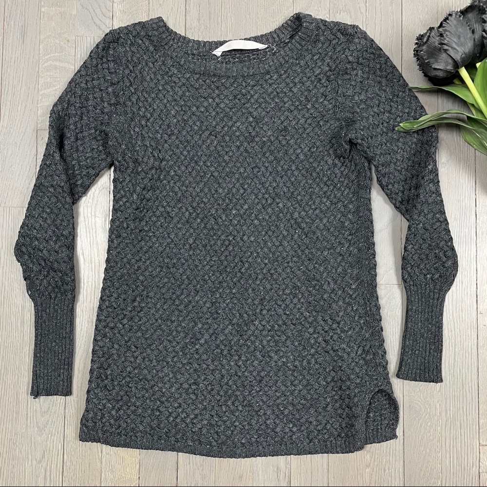 Athleta Long Sleeve Woven Grey Pullover Sweater